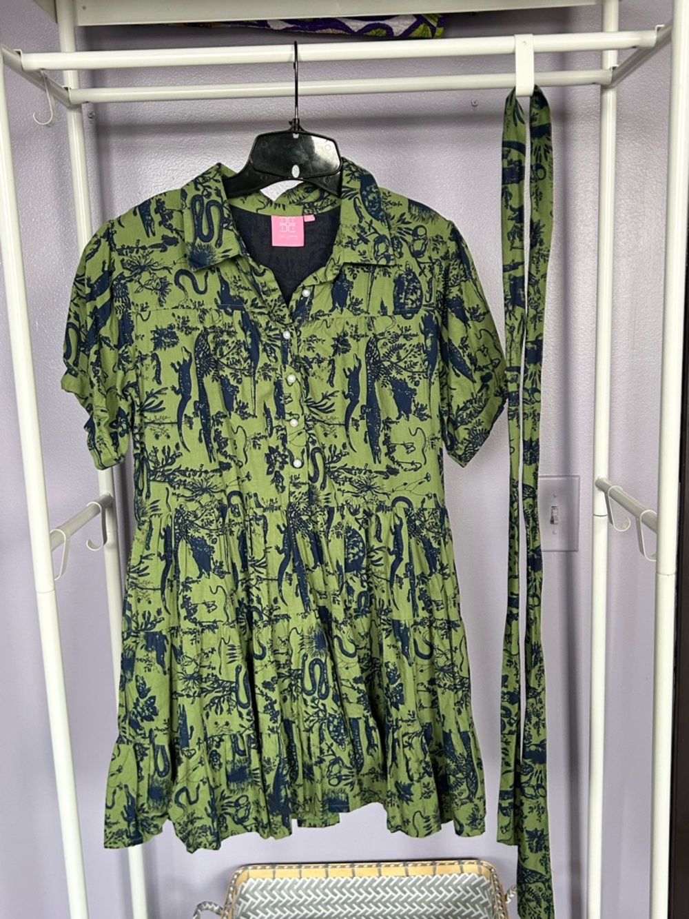 Green and Navy Crocodile print Dress by Great Granny